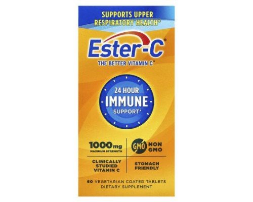 EsterC, 24 Hour Immune Support, 1,000 mg, 60 Vegetarian Coated Tablets