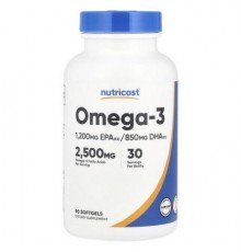 Nutricost, Omega-3, 90 Softgels (833 mg per Softgel)