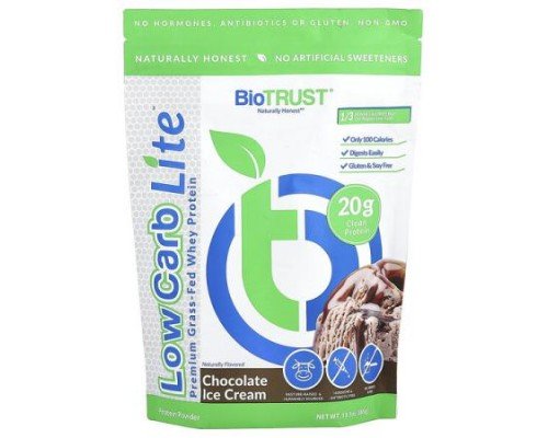 BioTRUST, Low Carb Lite™, Premium Grass-Fed Whey Protein, Chocolate Ice Cream, 13.5 oz (385 g)