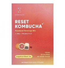 Everydaze, Reset Kombucha, Powdered Beverage Mix, Grapefruit Black Tea, 10 Packets, 0.18 oz (5 g) Each