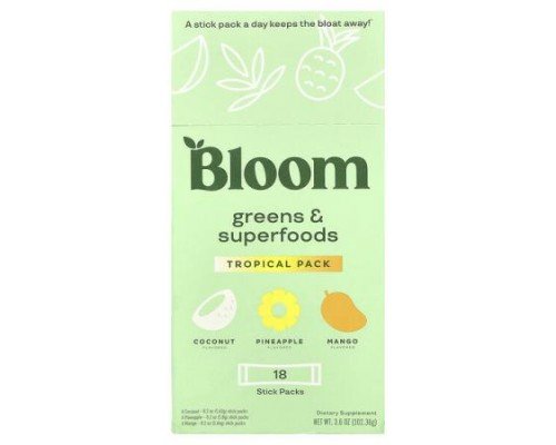 Bloom, Greens & Superfoods, Tropical Pack, 18 Stick Packs, 3.6 oz (102.36 g)