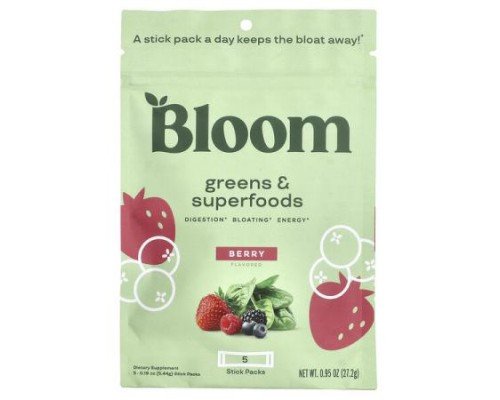 Bloom, Greens & Superfoods, Berry , 5 Stick Packs, 0.19 oz (5.44 g) Each
