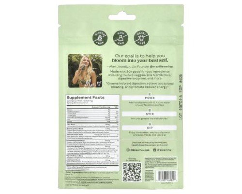 Bloom, Greens & Superfoods, Coconut, 5 Stick Packs, 0.19 oz (5.44 g) Each
