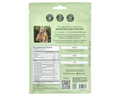 Bloom, Greens & Superfoods, Pineapple, 5 Stick Packs, 0.21 oz (5.82 g) Each