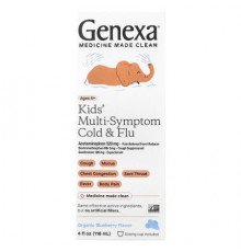 Genexa, Kids' Multi-Symptom Cold & Flu, Ages 4+, Organic Blueberry, 4 fl oz (118 ml)