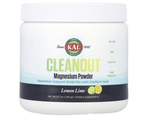 KAL, Cleanout Magnesium Powder, Lemon Lime, 8.5 oz (240 g)