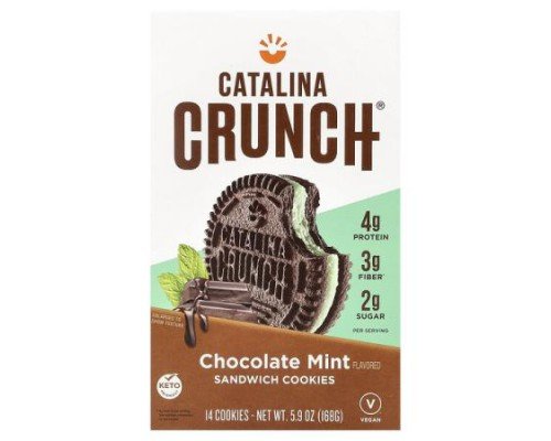 Catalina Crunch, Sandwich Cookies, Chocolate Mint, 14 Cookies, 5.9 oz (168 g)