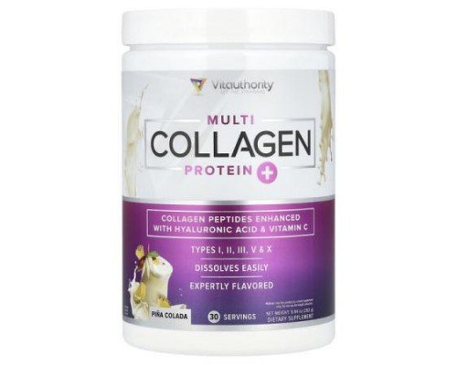 Vitauthority, Multi Collagen Protein+, Pina Colada, 9.94 oz (282 g)