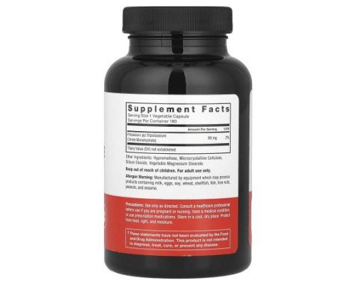 Force Factor, Potassium Citrate, 99 mg, 180 Vegetable Capsules