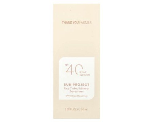 Thank You Farmer, Sun Project, Rice Tinted Mineral Sunscreen, SPF40, 1.69 fl oz (50 ml)