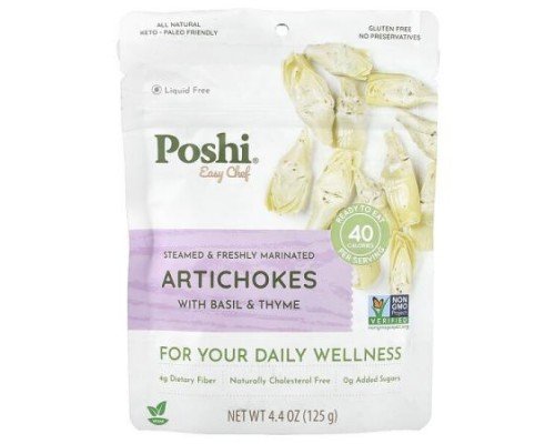 Poshi, Easy Chef, Artichokes With Basil & Thyme, 4.4 oz (125 g)