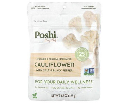 Poshi, Easy Chef, Cauliflower With Salt & Black Pepper, 4.4 oz (125 g)