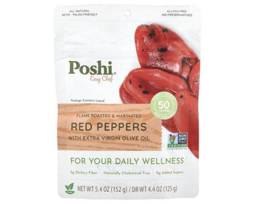 Poshi, Easy Chef, Red Peppers With Extra Virgin Olive Oil, 5.4 oz (152 g)