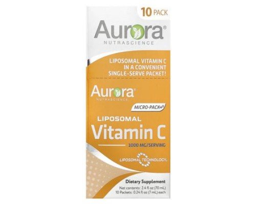 Aurora Nutrascience, Micro-Pack+®, Liposomal Vitamin C, 10 Packets, 0.24 fl oz (7 ml) Each