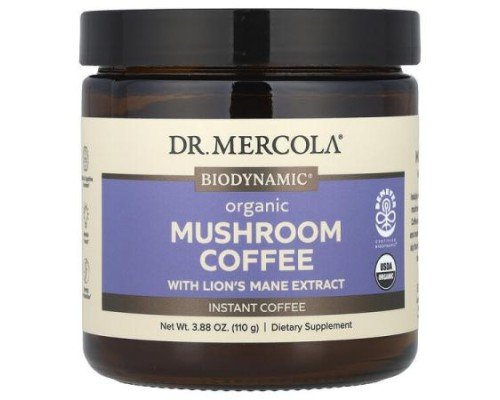 Dr. Mercola, Organic Mushroom Coffee with Lion's Mane Extract, Instant , 3.88 oz (110 g)