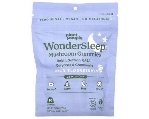 Plant People, WonderSleep®, Mushroom Gummies, Wild Elderberry, 60 Gummies, 5.2 oz (148 g)