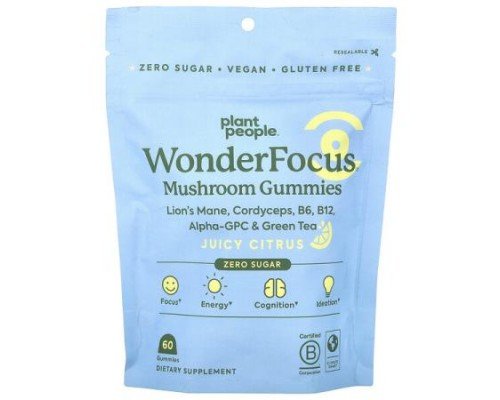 Plant People, WonderFocus®, Mushroom Gummies, Juicy Citrus, 60 Gummies
