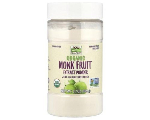 NOW Foods, Organic Monk Fruit Extract Powder, Zero-Calorie Sweetener, 3.7 oz (105 g)