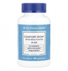 The Vitamin Shoppe, Comfort Iron®, 25 mg, 180 Vegetable Capsules