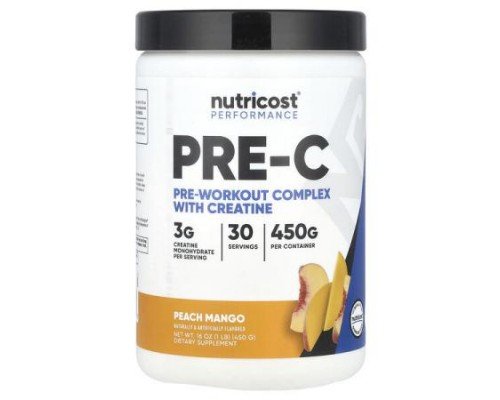 Nutricost, Performance, Pre-C, Pre-Workout Complex With Creatine, Peach Mango, 1 lb (450 g)