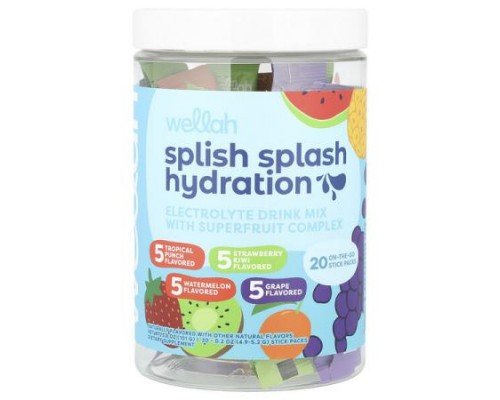 Wellah, Splish Splash Hydration, Variety, 20 Stick Packs, 0.2 oz (4.9 - 5.2 g) Each