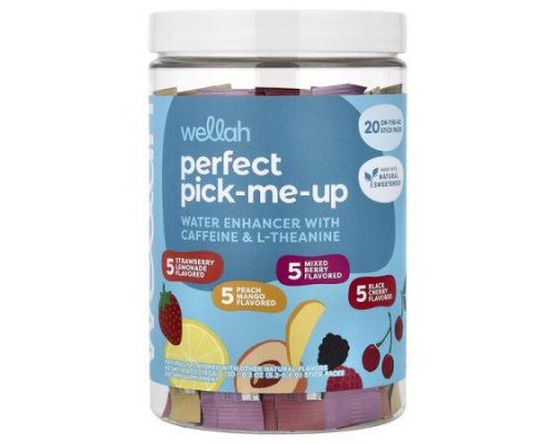 Wellah, Perfect Pick-Me-Up, Water Enhancer With Caffeine & L-Theanine, Variety Pack, 20 Stick Pack, 0.2 oz (5.2-5.6 g) Each