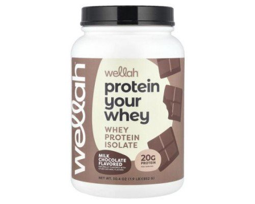 Wellah, Protein Your Whey, Whey Protein Isolate, Milk Chocolate, 1.9 lb (852 g)