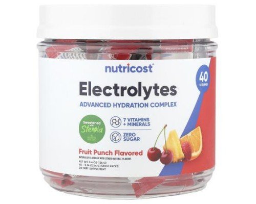 Nutricost, Electrolytes, Advanced Hydration Complex, Fruit Punch, 40 Stick Packs, 0.14 oz (4 g) Each