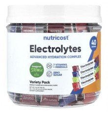Nutricost, Electrolytes, Advanced Hydration Complex, Variety Pack, 40 Stick Packs, 0.14 oz (4 g ) Each