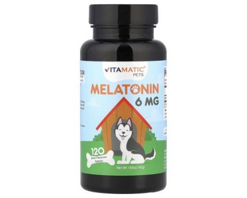 Vitamatic, Pets, Melatonin, Beef, 6 mg, 120 Tablets