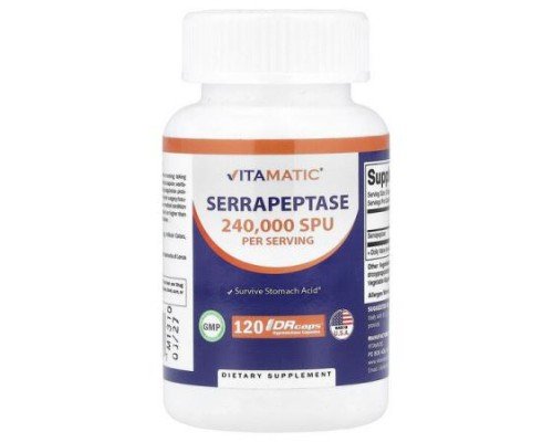 Vitamatic, Serrapeptase, 120 DRcaps® Hypromellose Capsules (120,000 SPU per Capsule)