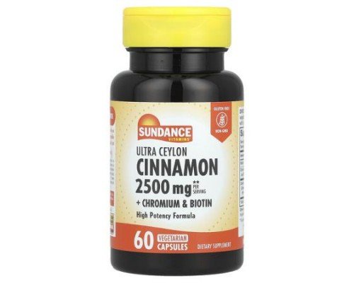 Sundance Vitamins, Ultra Ceylon Cinnamon + Chromium & Biotin, 60 Vegetarian Capsules