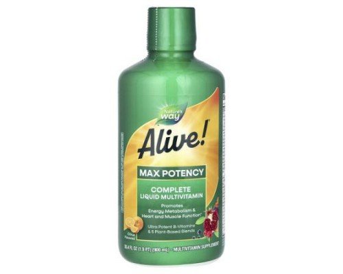 Nature's Way, Alive! Complete Liquid Multivitamin, Max Potency, Citrus, 30.4 fl oz (900 ml)
