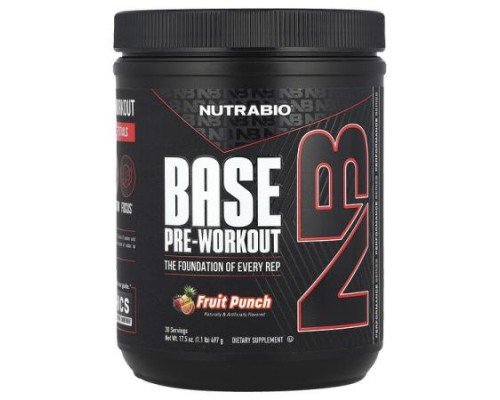 NutraBio, Base Pre-Workout, Fruit Punch, 1.1 lb (497 g)
