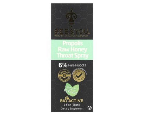 Bee & You, Propolis Raw Honey Throat Spray , 1 fl oz (30 ml)