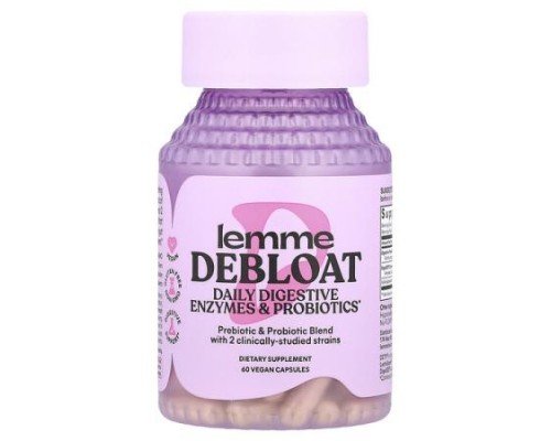 Lemme, Debloat, Daily Digestive Enzymes & Probiotics, 60 Vegan Capsules