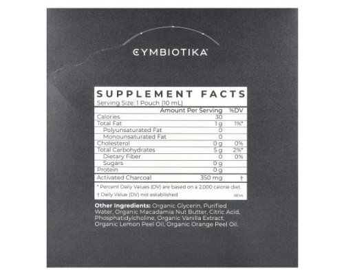 Cymbiotika, Activated Charcoal, Lemon Cream, 26 Pouches, 0.3 fl oz (10 ml) Each