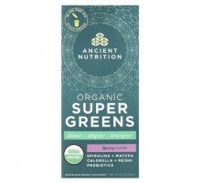 Ancient Nutrition, Organic Super Greens, Berry, 16 On-The-Go Stick Packs, 0.3 oz (7.5 g) Each