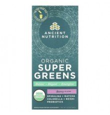 Ancient Nutrition, Organic Super Greens, Berry, 16 On-The-Go Stick Packs, 0.3 oz (7.5 g) Each