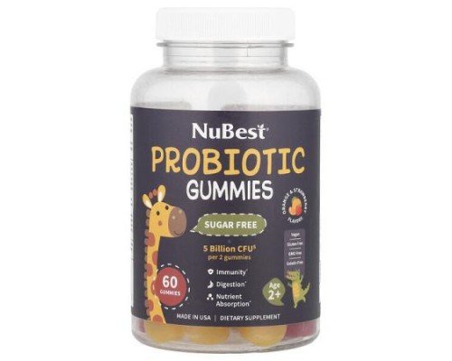 NuBest, Probiotic Gummies, Age 2+, Orange & Strawberry, 60 Gummies