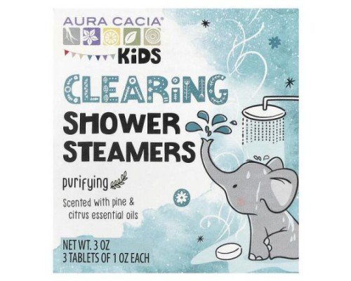 Aura Cacia, Kids, Clearing Shower Steamers, Purifying, 3 Tablets