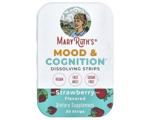MaryRuth's, Mood & Cognition Dissolving Strips, Strawberry, 30 Strips