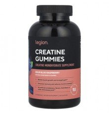 Legion Athletics, Creatine Gummies, Sour Blue Raspberry, 150 Gummies