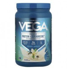 Vega, Premium Protein + Supergreens™, Creamy Vanilla, 1lb 6 oz (624 g)