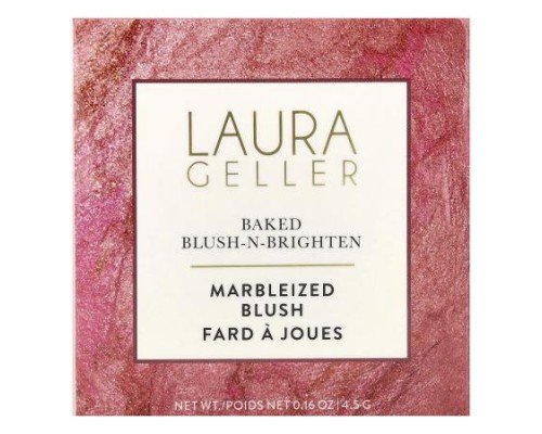 Laura Geller, Baked Blush-N-Brighten, Marbleized Blush, Pink Buttercream, 0.16 oz (4.5 g)