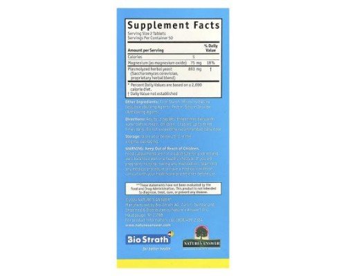 Bio-Strath, Fermented Herbal Yeast Postbiotic, With Magnesium , 100 Tablets