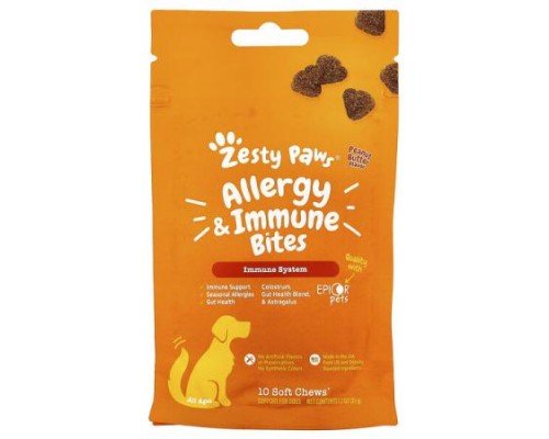 Zesty Paws, Allergy & Immune Bites, For Dogs, All Ages, Peanut Butter, 10 Soft Chews, 1.2 oz (35 g)