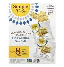Simple Mills, Almond Flour Crackers, Fine Ground Sea Salt, 8 Packs, 0.8 oz (23 g) Each