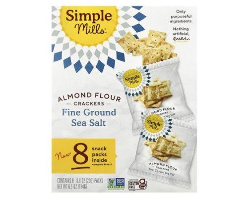 Simple Mills, Almond Flour Crackers, Fine Ground Sea Salt, 8 Packs, 0.8 oz (23 g) Each