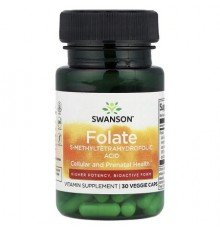 Swanson, Folate, 30 Veggie Caps (1,360 mcg DFE per Cap)